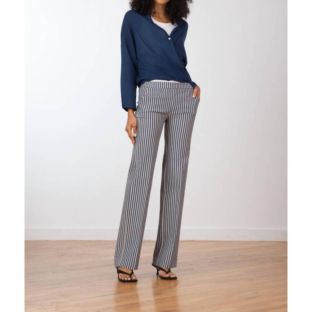 NEW AVENUE MONTAIGNE castel bistro stripe seersucker pant in denim